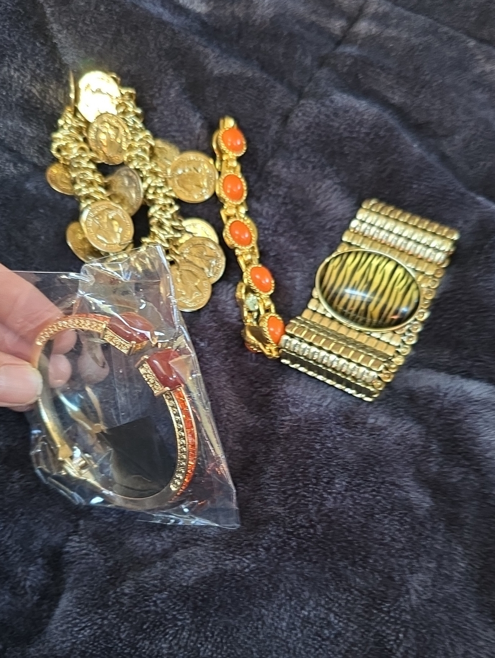 4 Gold Tone Bracelets - Women Accessories